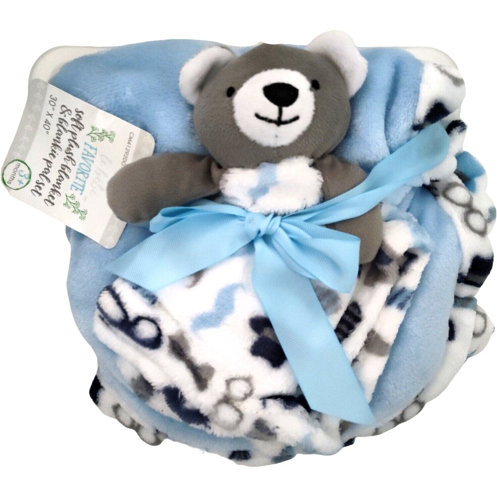 Le Bebe Favorite Plush Blanket‎ Lovey Security Lot Koala Bear Mustache Tie Boys